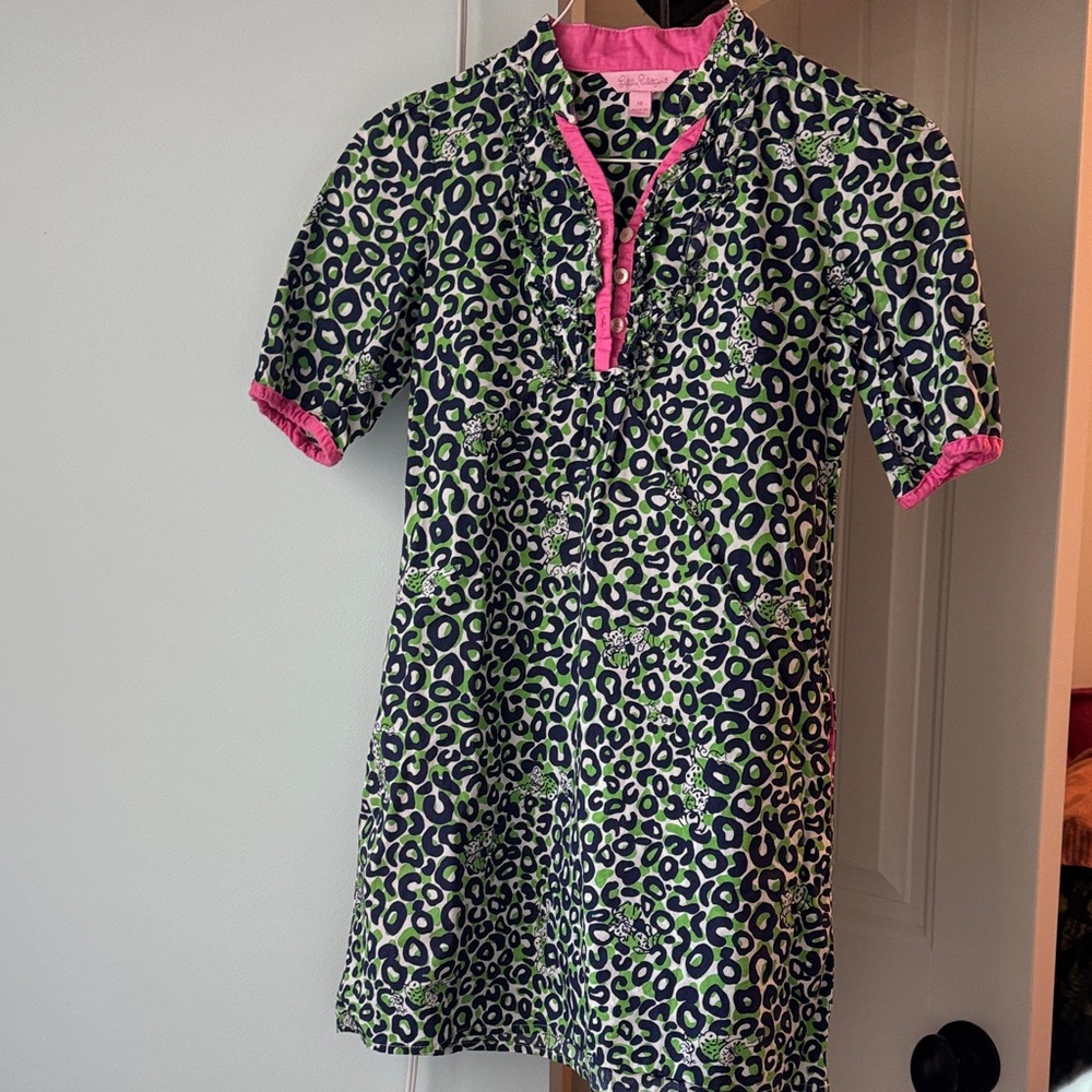 Lilly Pulitzer Pink and Green Leopard Print Dress Size 10